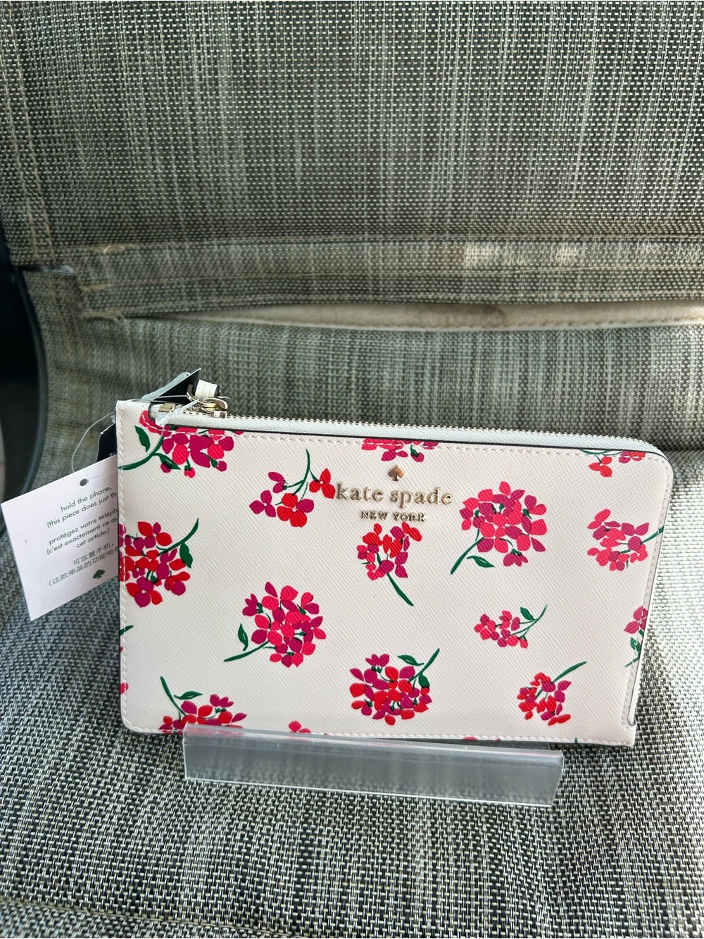 kate spade coastal floral medium zip wristlet fresh peach NWT